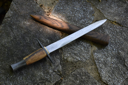 Mosaic Damascus Dagger with Sheath